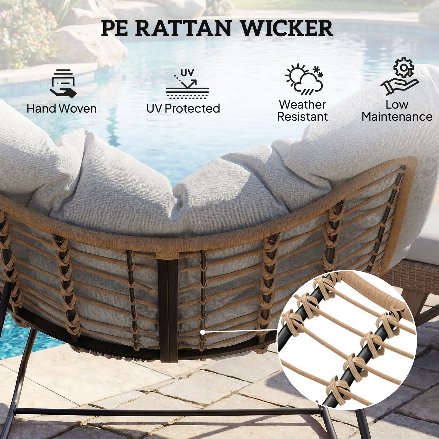 Outsunny Indoor Outdoor Oversized Rocking Egg Chair With Cushion For Living Room Garden Patio Light Grey