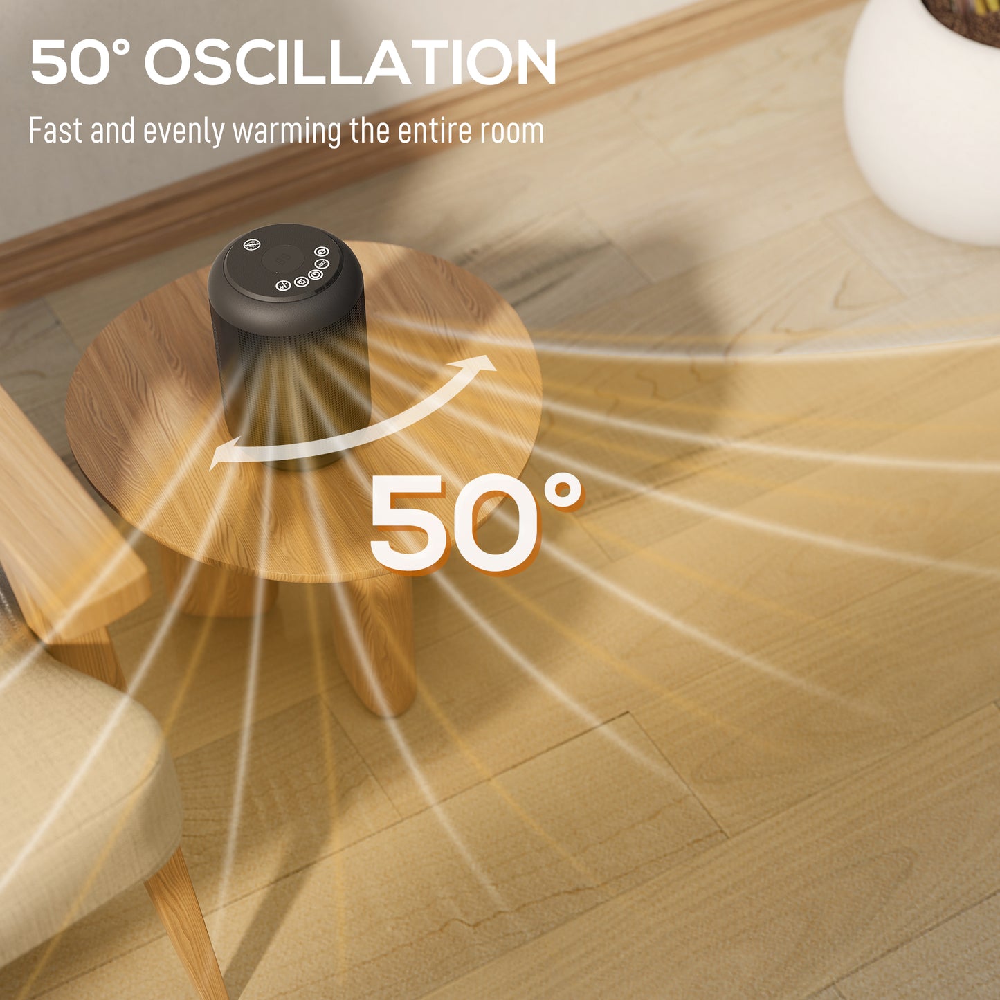 HOMCOM 1500W Ceramic Electric Heater With Fan Oscillation And Timer For Quick Warmth And Dual Safety Protection Black