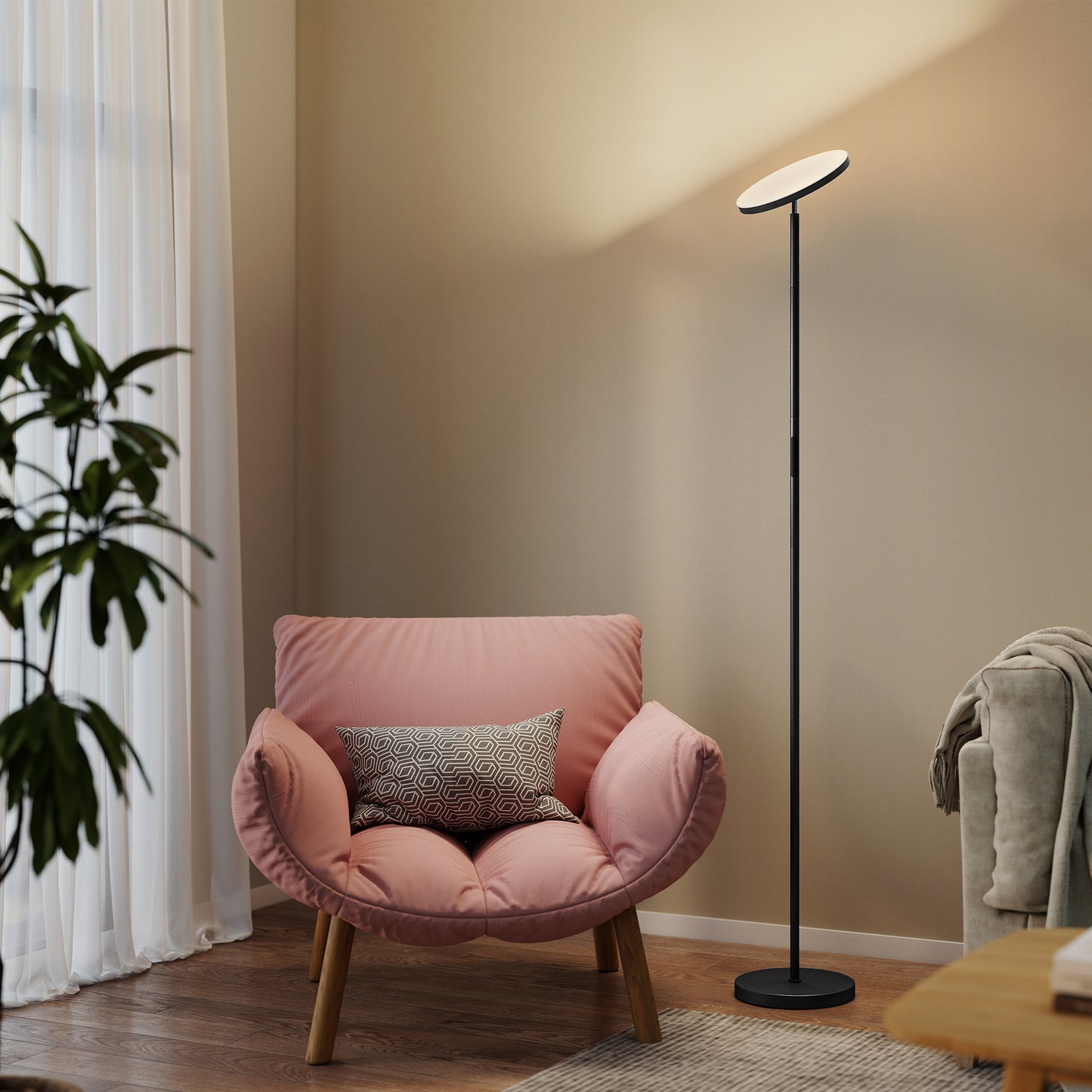 HOMCOM RGB Uplighter Floor Lamp With Remote And Touch Control 350 Degree Rotatable Head 2700K-6000K Black