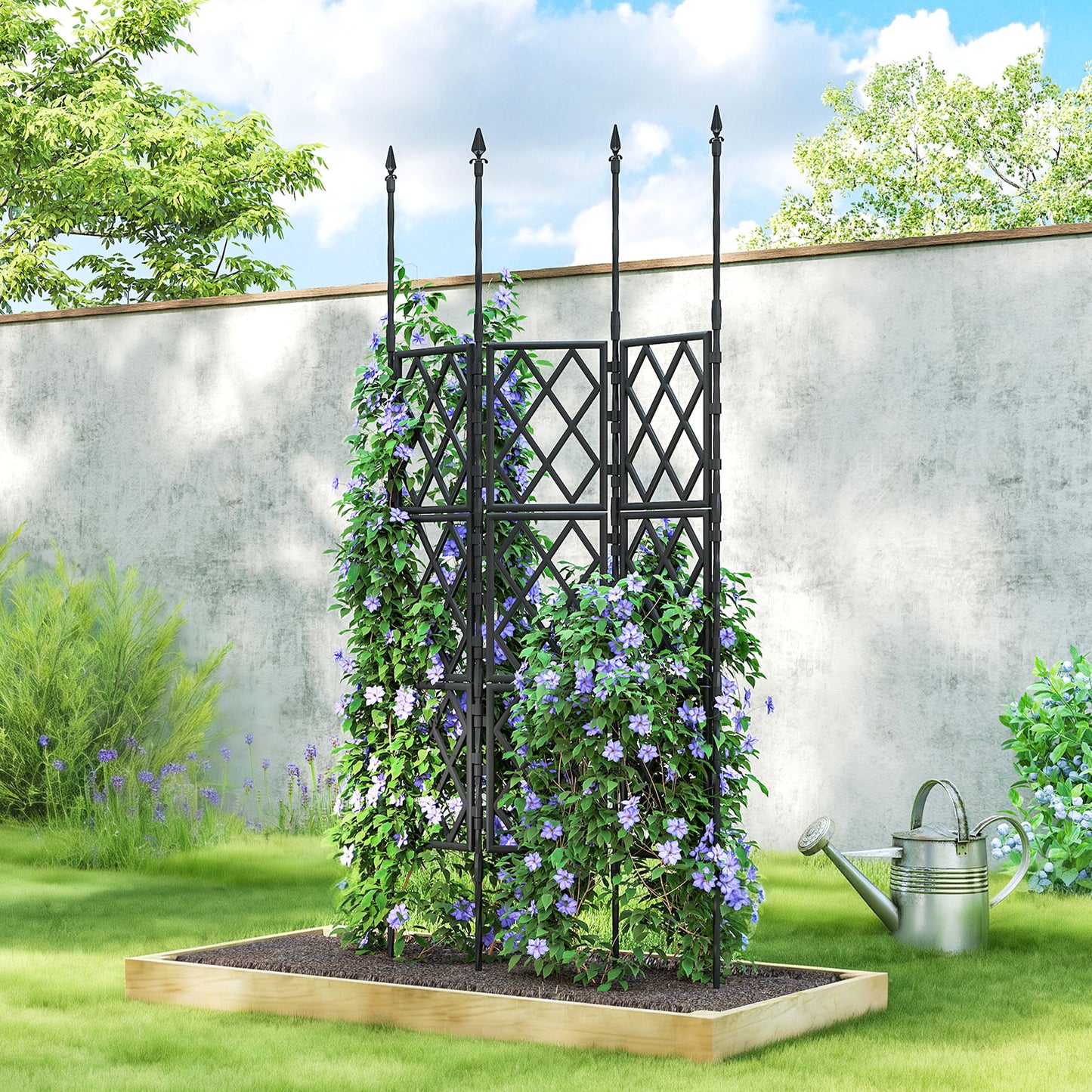 Outsunny Foldable Garden Trellis Lattice Climbing Support For DIY Assembly 85x197 Cm Black