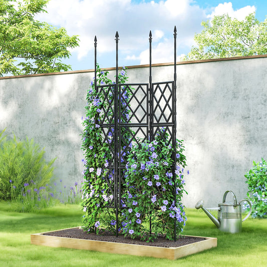 Outsunny Foldable Garden Trellis Lattice Climbing Support For DIY Assembly 85x197 Cm Black
