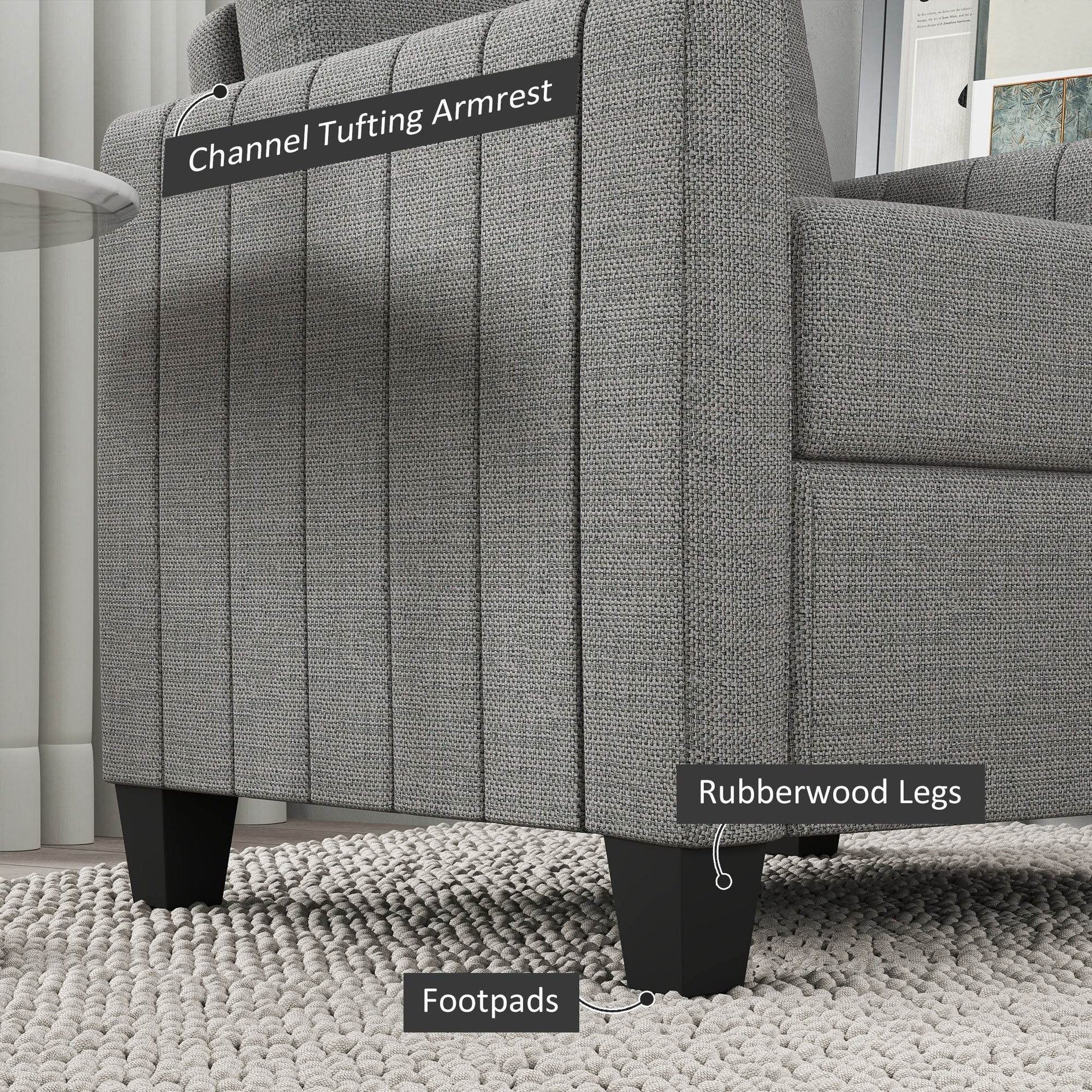 Contemporary Light Grey Linen-Style Armchair by HOMCOM - ALL4U RETAILER LTD