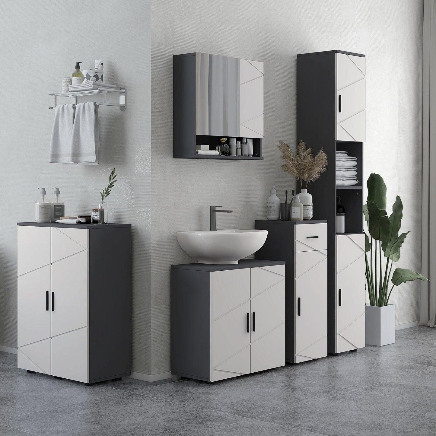 kleankin Bathroom Storage Cabinet, Slim Bathroom Cabinet with Soft Close Door - ALL4U RETAILER LTD