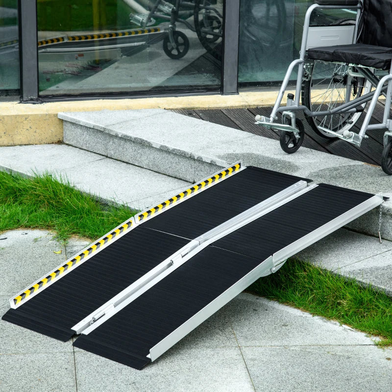 HOMCOM Folding Aluminium Wheelchair Ramp, 152L x 73Wcm, 272KG Capacity, Non-Skid Surface - for Home, Steps, Stairs, Curbs, Doorways - ALL4U RETAILER LTD