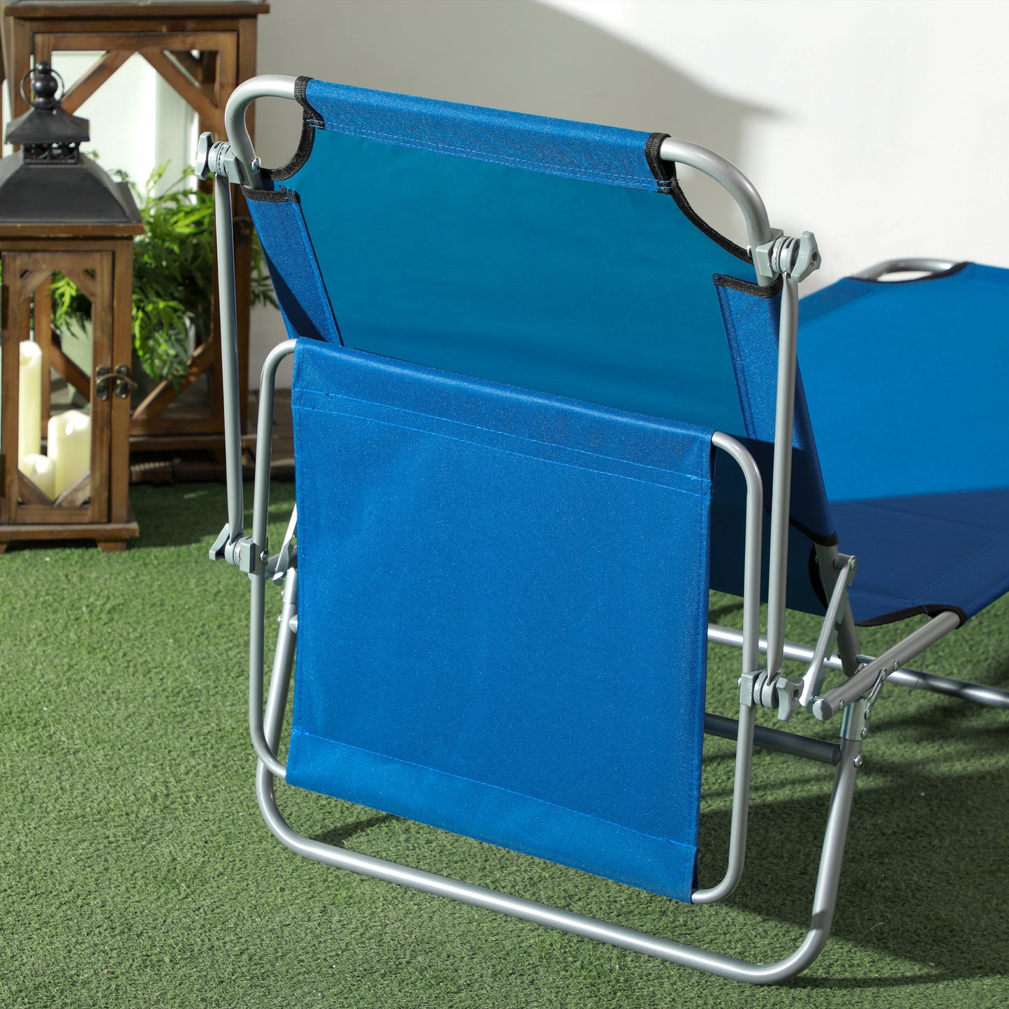 Outsunny Adjustable Foldable Sun Lounger Duo with Canopy for Outdoor Relaxation - ALL4U RETAILER LTD