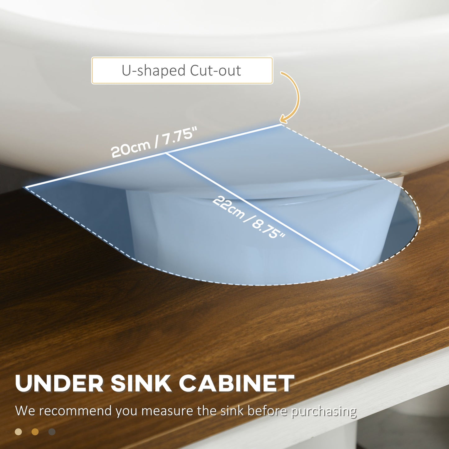 Kleankin 2 Piece Bathroom Furniture Set Tall Cabinet With Adjustable Shelves Under Sink Cabinet Ash Wood Effect