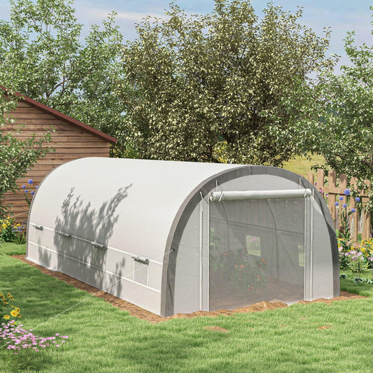 Outsunny Walk-in Tunnel Greenhouse, Upgraded Structure, Mesh Door & Windows - ALL4U RETAILER LTD