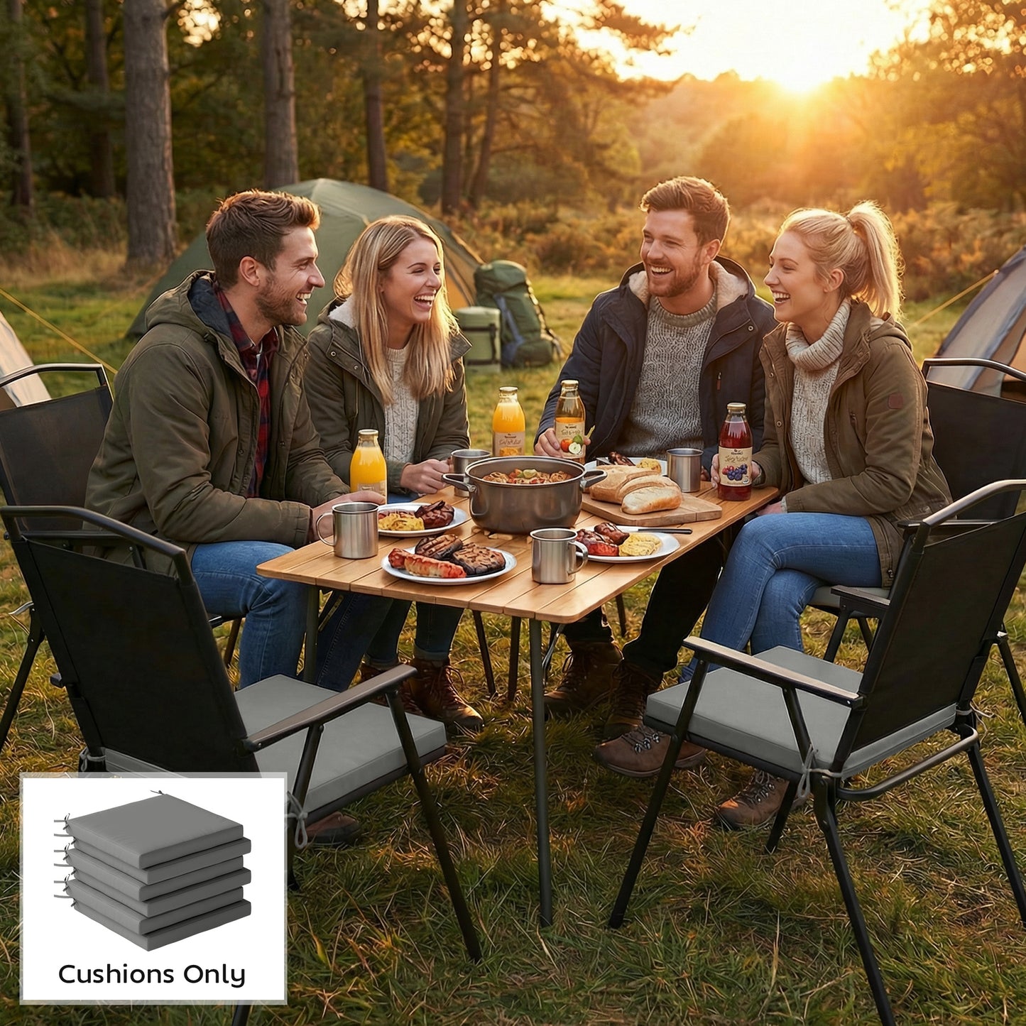 Outsunny Set of 6 Outdoor Seat Cushions Machine Washable Covers Water Repellent Dark Grey