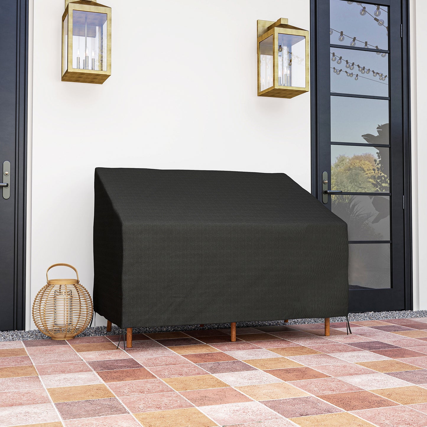 Outsunny 600D Oxford Cloth 2 Seater Sofa Cover Waterproof Outdoor Garden Patio Black 140L x 84W cm
