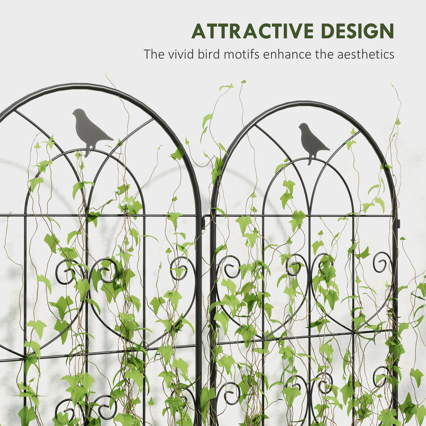 Outsunny Set Of 2 Garden Trellis Panels For Climbing Plants 180 X 50cm Weather Resistant Powder Coated Metal