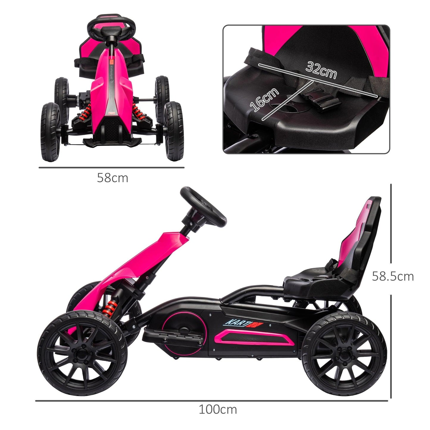 HOMCOM 12V Electric Go Kart w/ Forward Reversing 2 Speeds for 3-8 Yrs - Pink - ALL4U RETAILER LTD