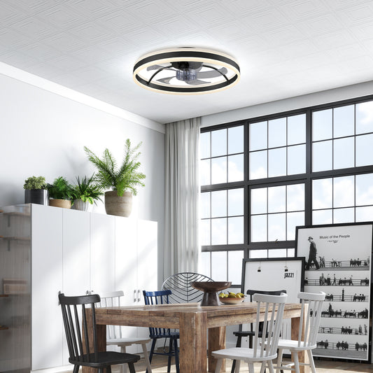 HOMCOM Ceiling Fan With Light And Remote LED Mount With 3 Colour Temperatures 6 Speeds 50 CM Black