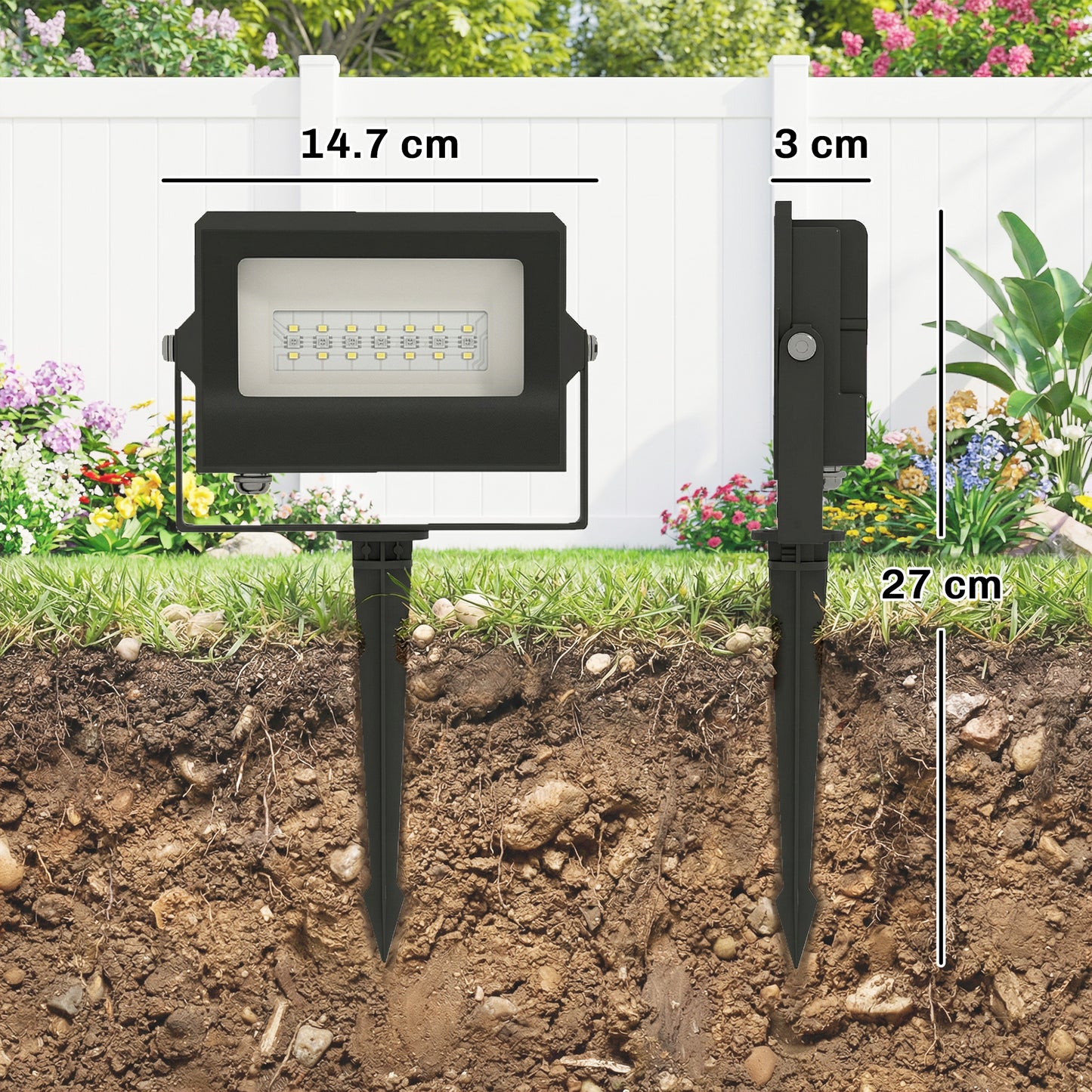 Outsunny 32W LED Floodlights Linkable 4 Pack Landscape Lighting With Remote Control RGB Colour Changing UK Plug Black