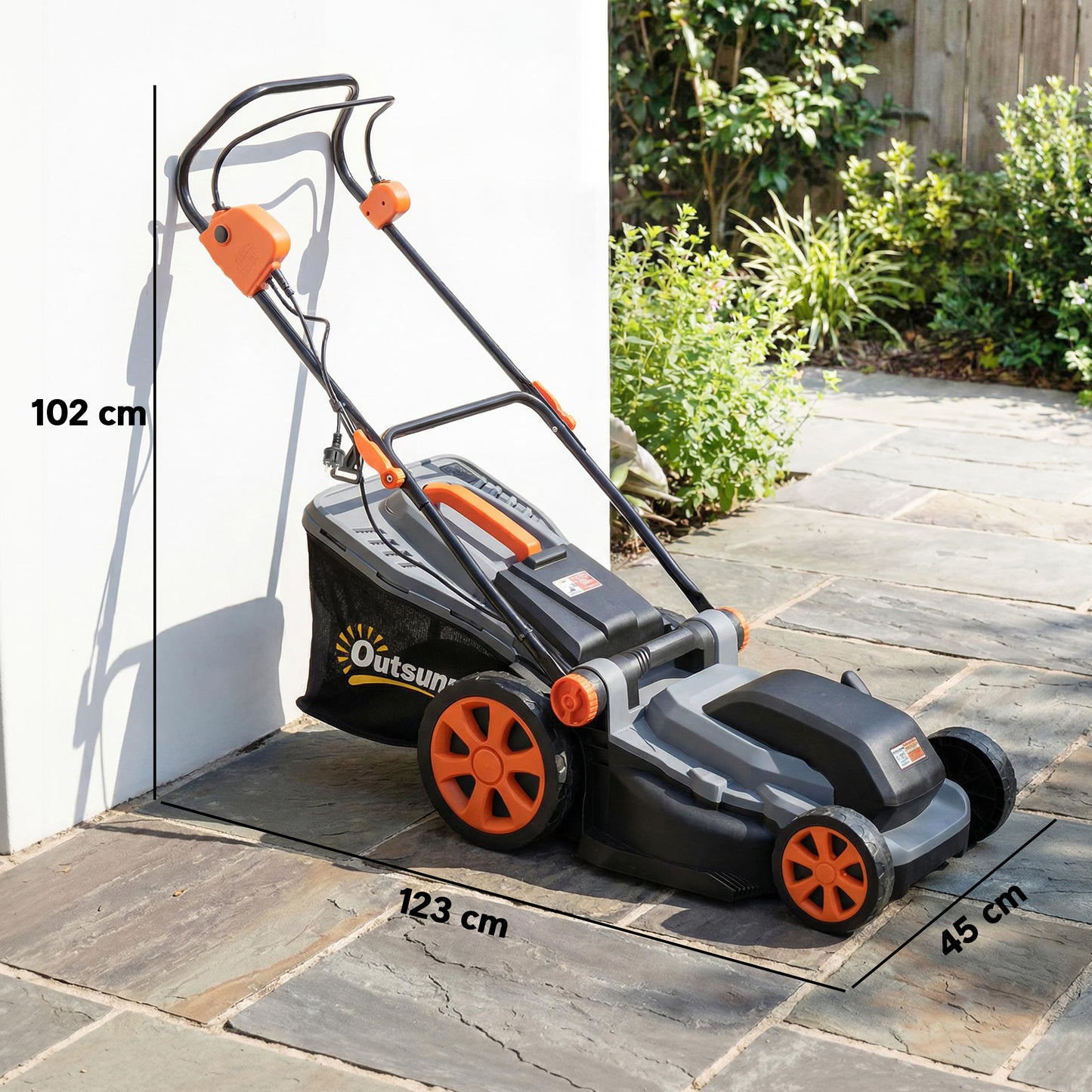 Outsunny 1800W Electric Lawnmower With 40cm Cutting Width Mulching Feature 50L Grass Bag 6 Cutting Heights