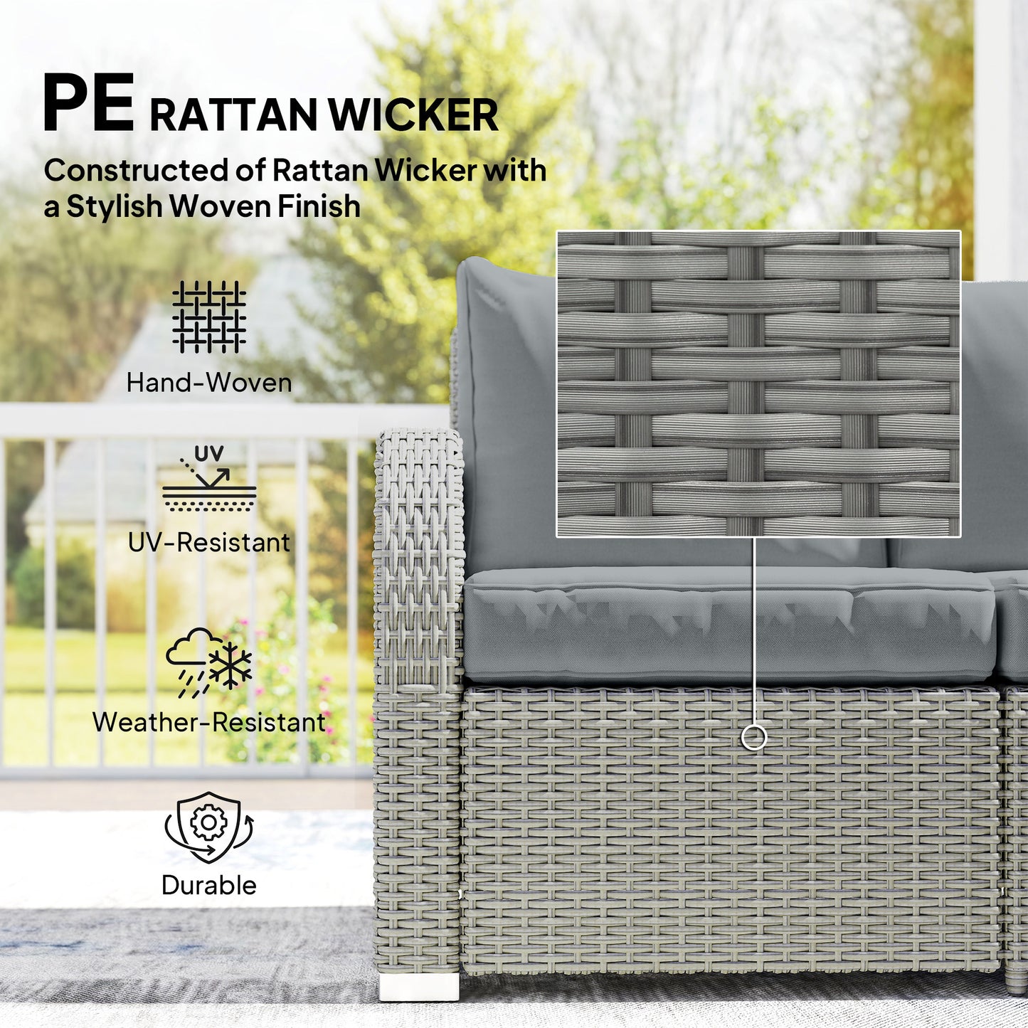 Outsunny Six Piece Rattan Garden Furniture Set With Reclining Armchairs Dark Grey
