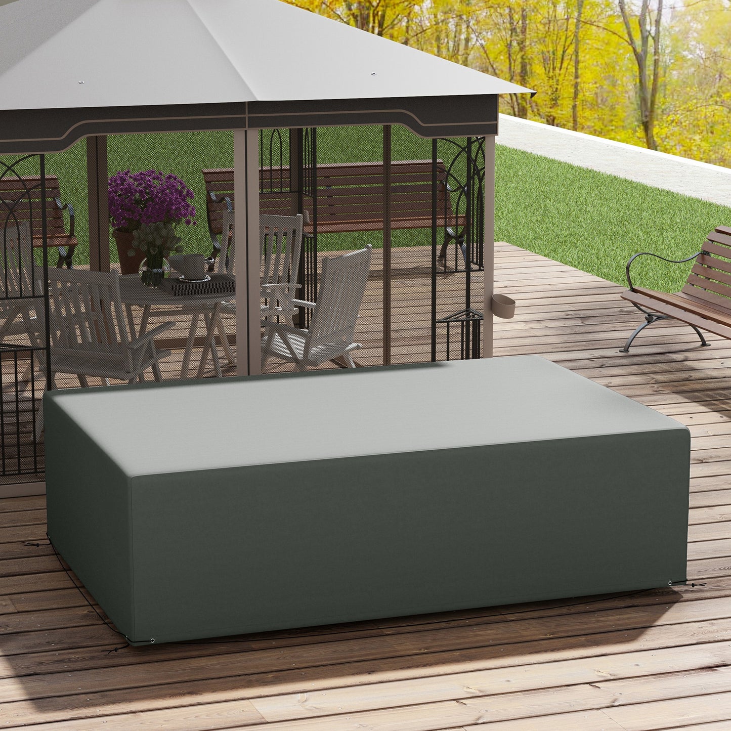 Outsunny Waterproof Furniture Cover for Rectangular Sofa Table Set 600D Oxford Fabric Dark Grey 245 x 165 x 66 cm
