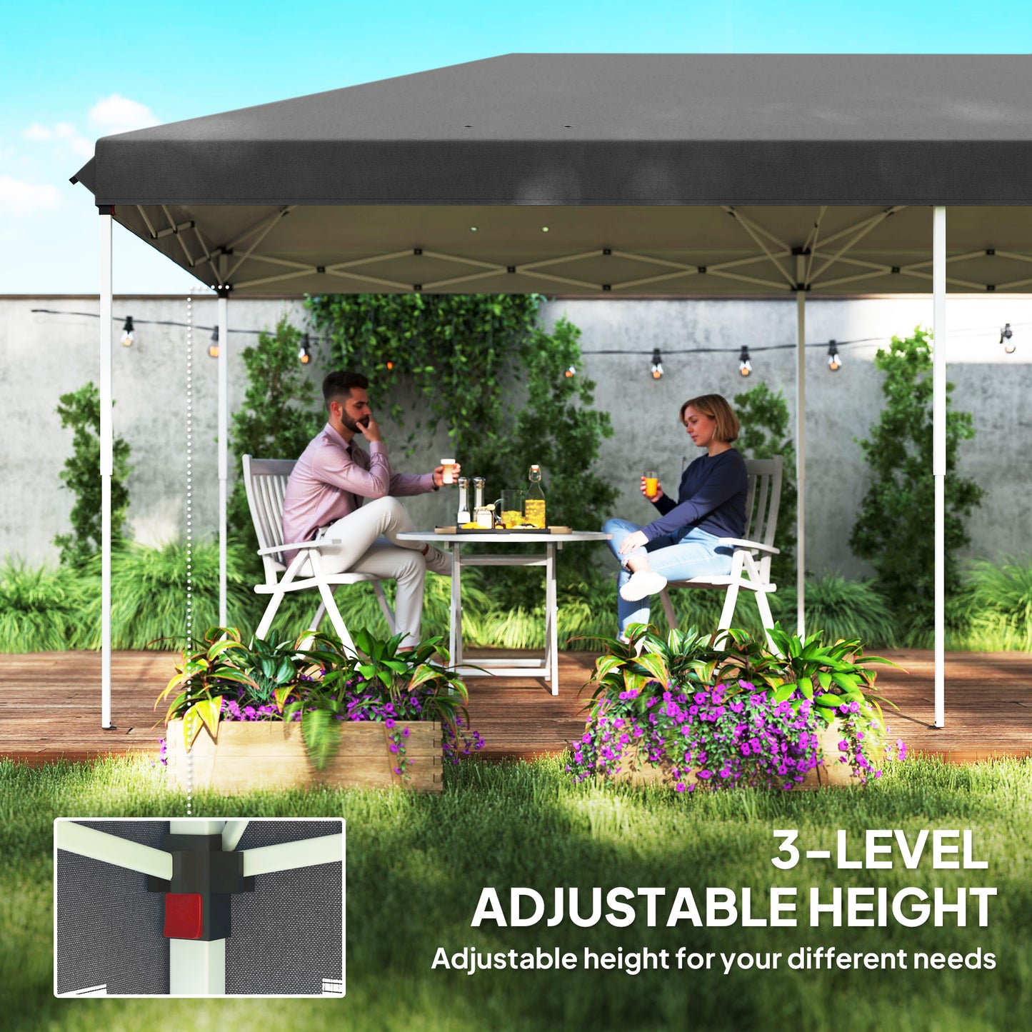 Outsunny Pop Up Gazebo 3 By 6m Outdoor Canopy Shelter Marquee Party Wedding Tent With 6 Mesh Walls Carry Bag Black