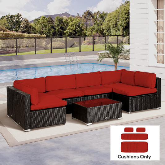 Outsunny 14 Outdoor Cushion Cover Set Red Includes Six Seat Covers Six Large Back Covers And Two Small Back Covers