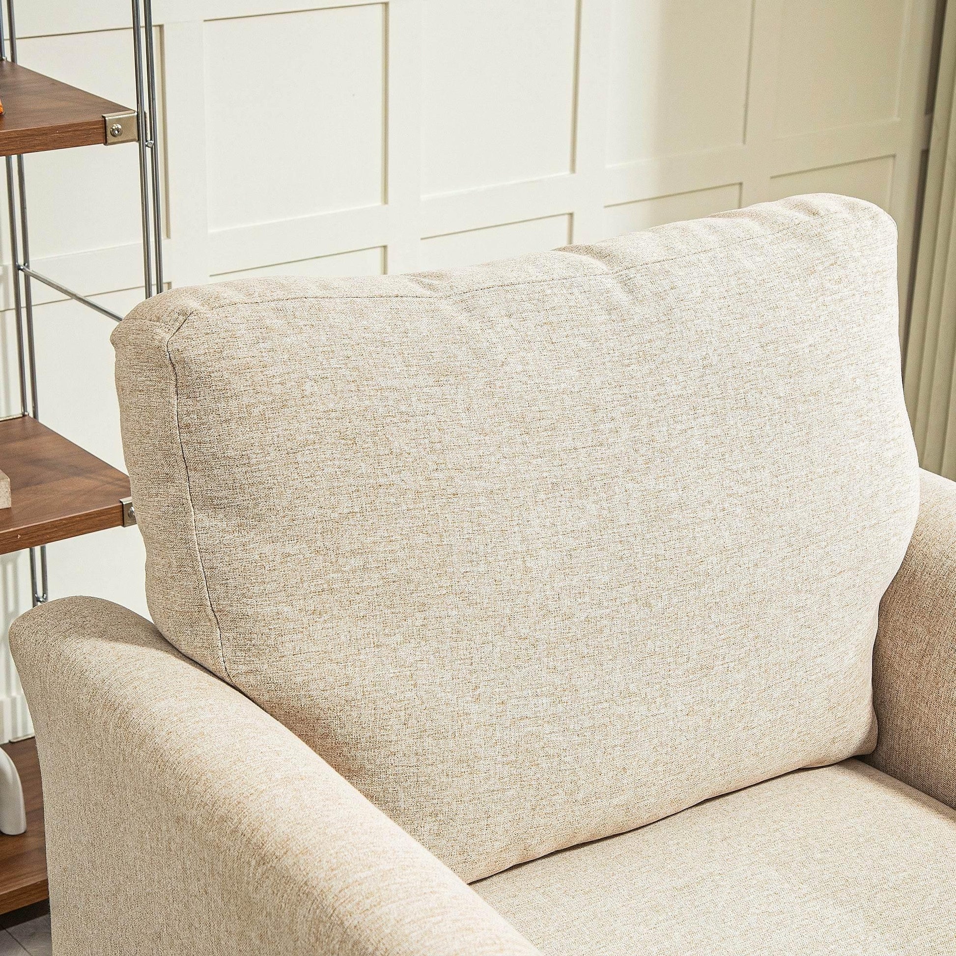 HOMCOM Chic Linen Upholstered Accent Chair with Metal Legs and Padded Cushion for Living Room or Office, Beige - ALL4U RETAILER LTD