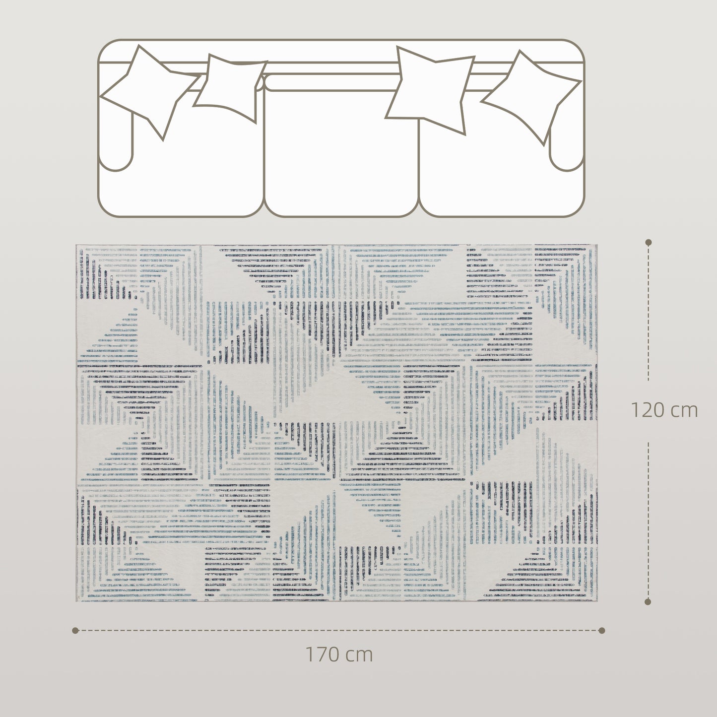 HOMCOM Modern Area Rug Geometric Pattern Non-Slip Washable Rug for Living Room Office 170 x 120 cm Multi-Coloured