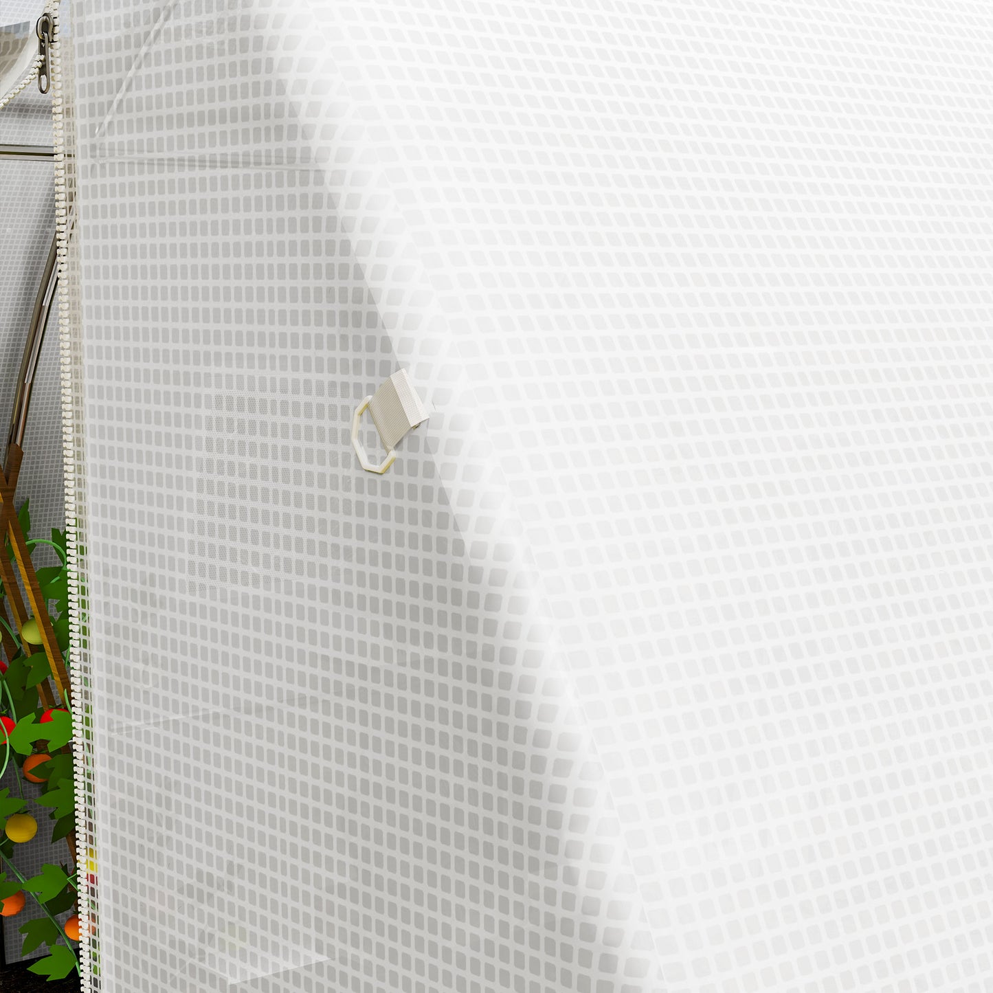 Outsunny 4x3x2m Polytunnel Replacement Greenhouse Cover White PE Mesh With Roll Up Windows And Door