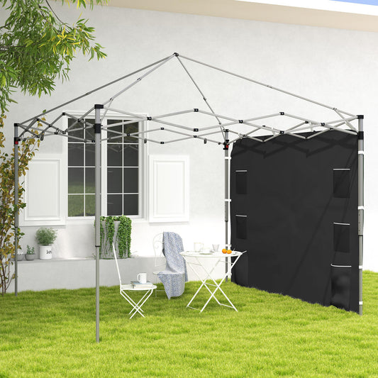 Outsunny 195 x 295 cm Replacement Gazebo Sidewall Black For 3 x 3 m Gazebo With Mesh Pockets
