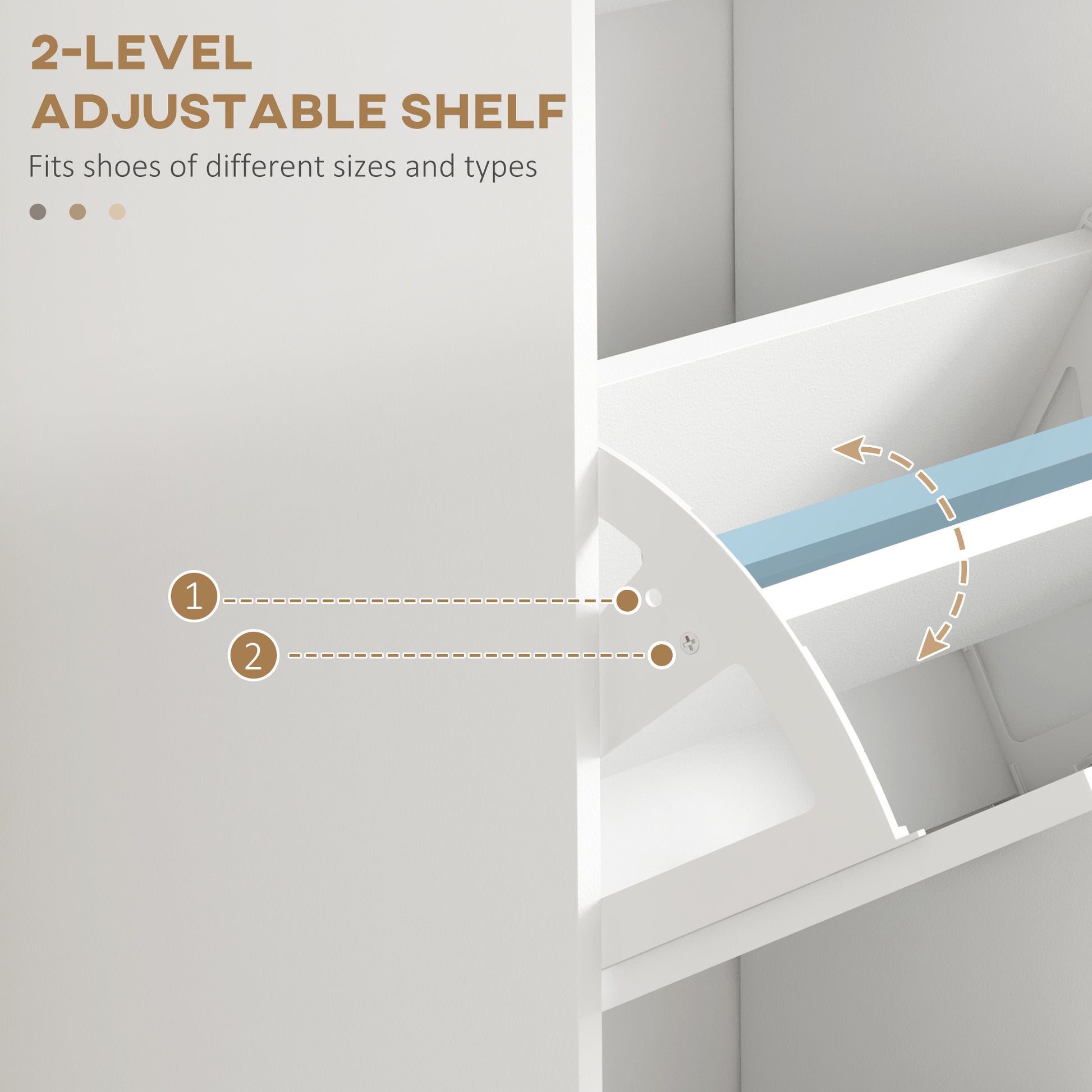 HOMCOM Narrow Minimalist Shoe Cabinet with Three Flip Drawers for Up to 15 Pairs - ALL4U RETAILER LTD