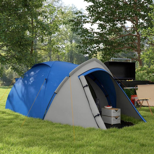 Outsunny 2-Person Dome Camping Tent with Large Windows - Waterproof Blue and Grey Outdoor Tent - ALL4U RETAILER LTD