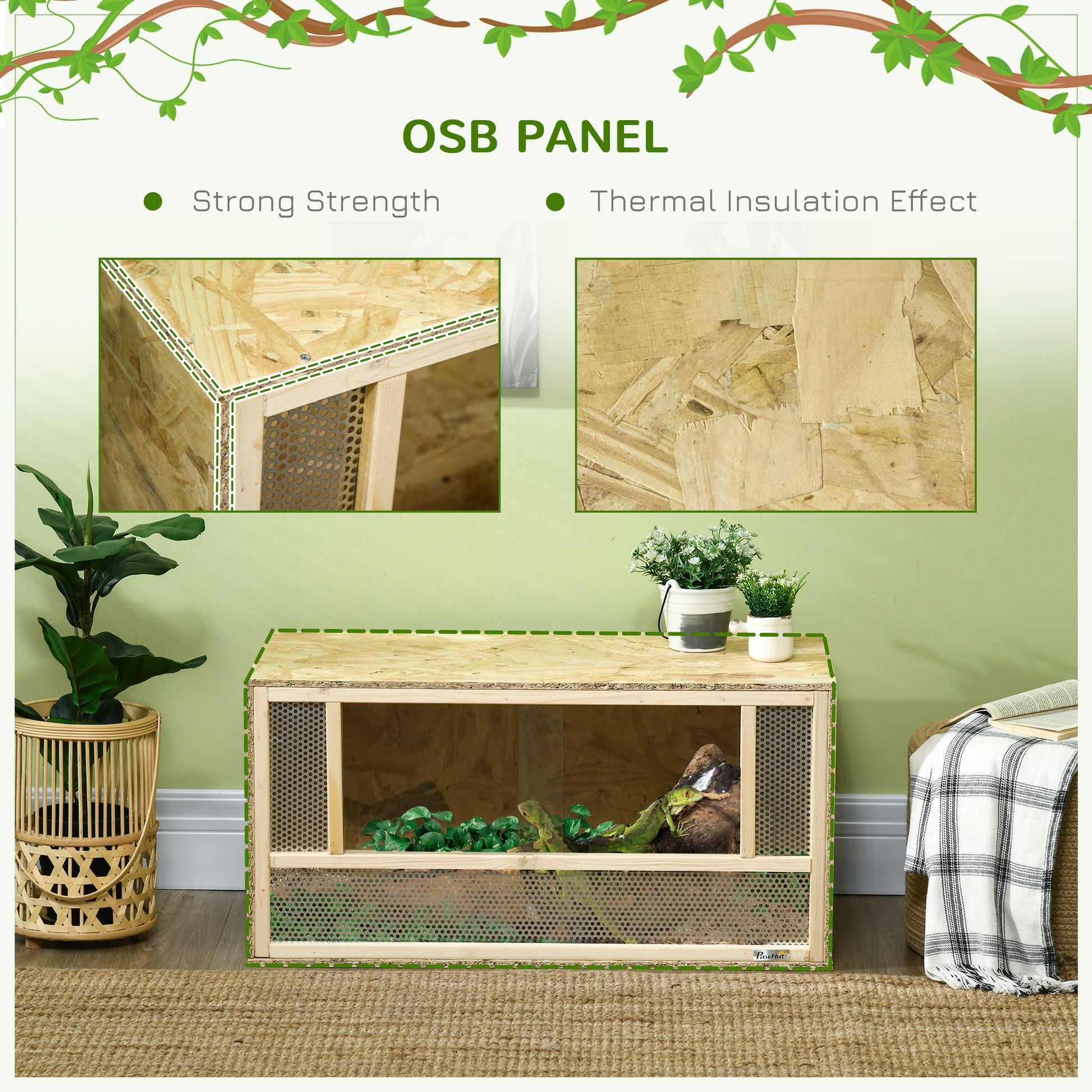 PawHut Versatile Reptile Habitat with Sliding Glass Doors - Ideal Vivarium for Lizards and Frogs - ALL4U RETAILER LTD