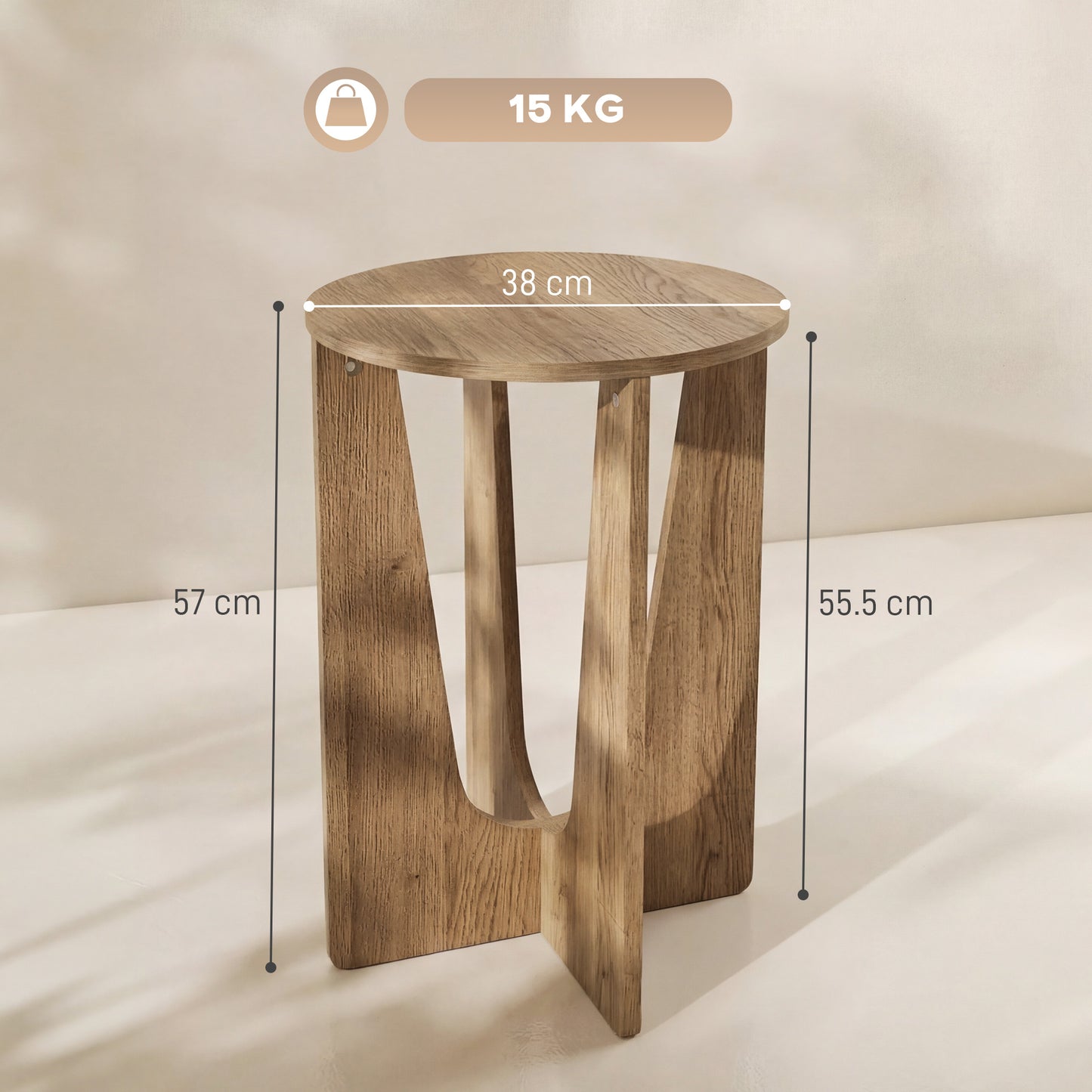 HOMCOM End Table Round Side Table With Curved Legs Coffee Wood Effect Compact Living Room Accent