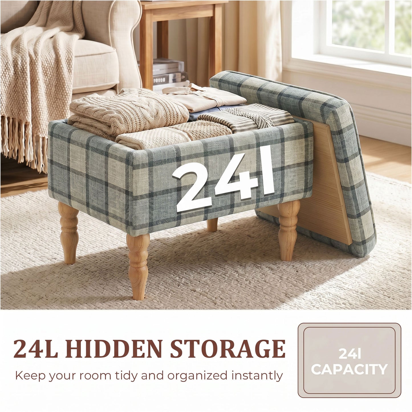 Homcom Linen Fabric Upholstered Storage Ottoman With Removable Top And Hidden Space Grey