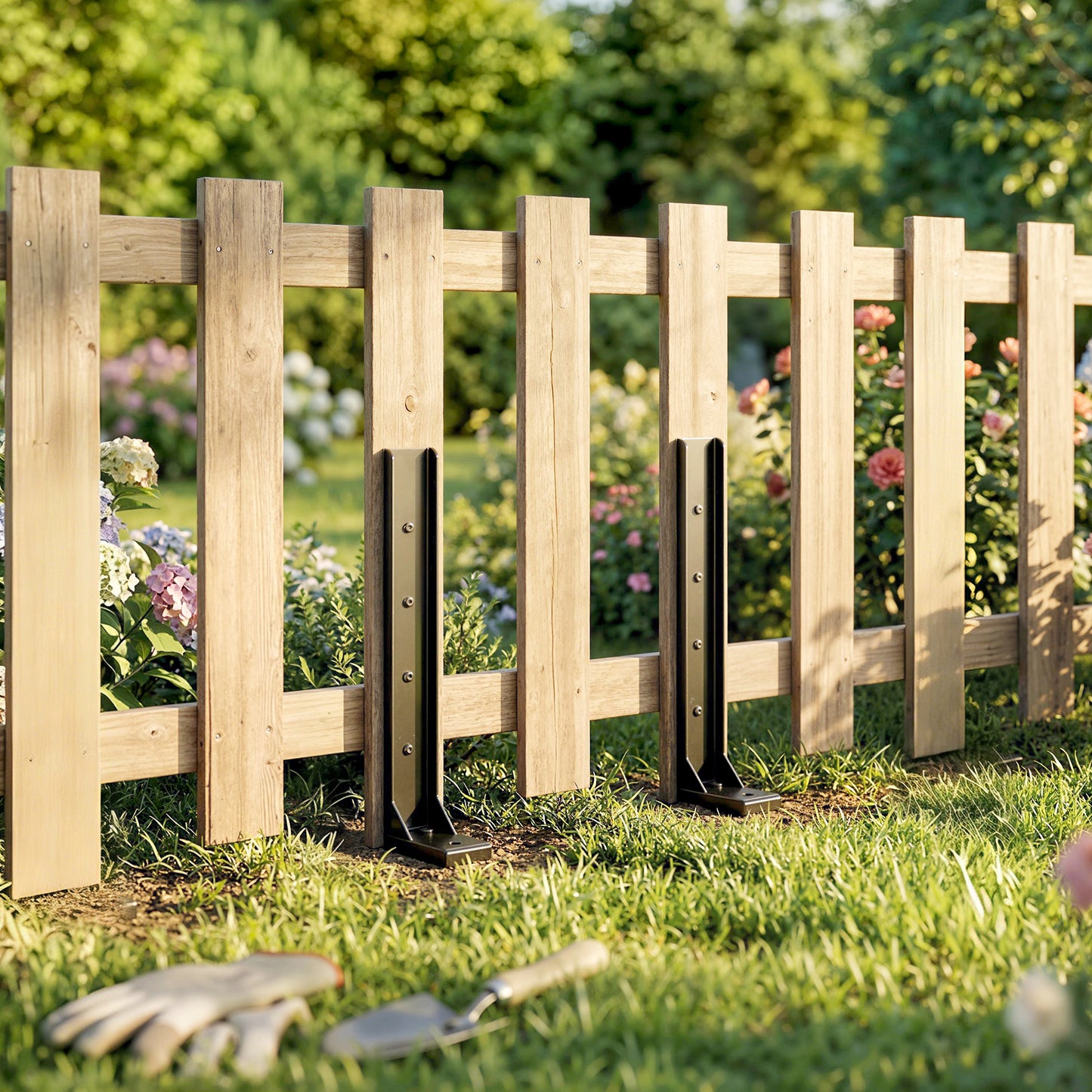 Outsunny 2 Pack Fence Post Repair Kit 81 Cm Metal Fence Post Support Ground Spike With Drill For Broken Gate Posts