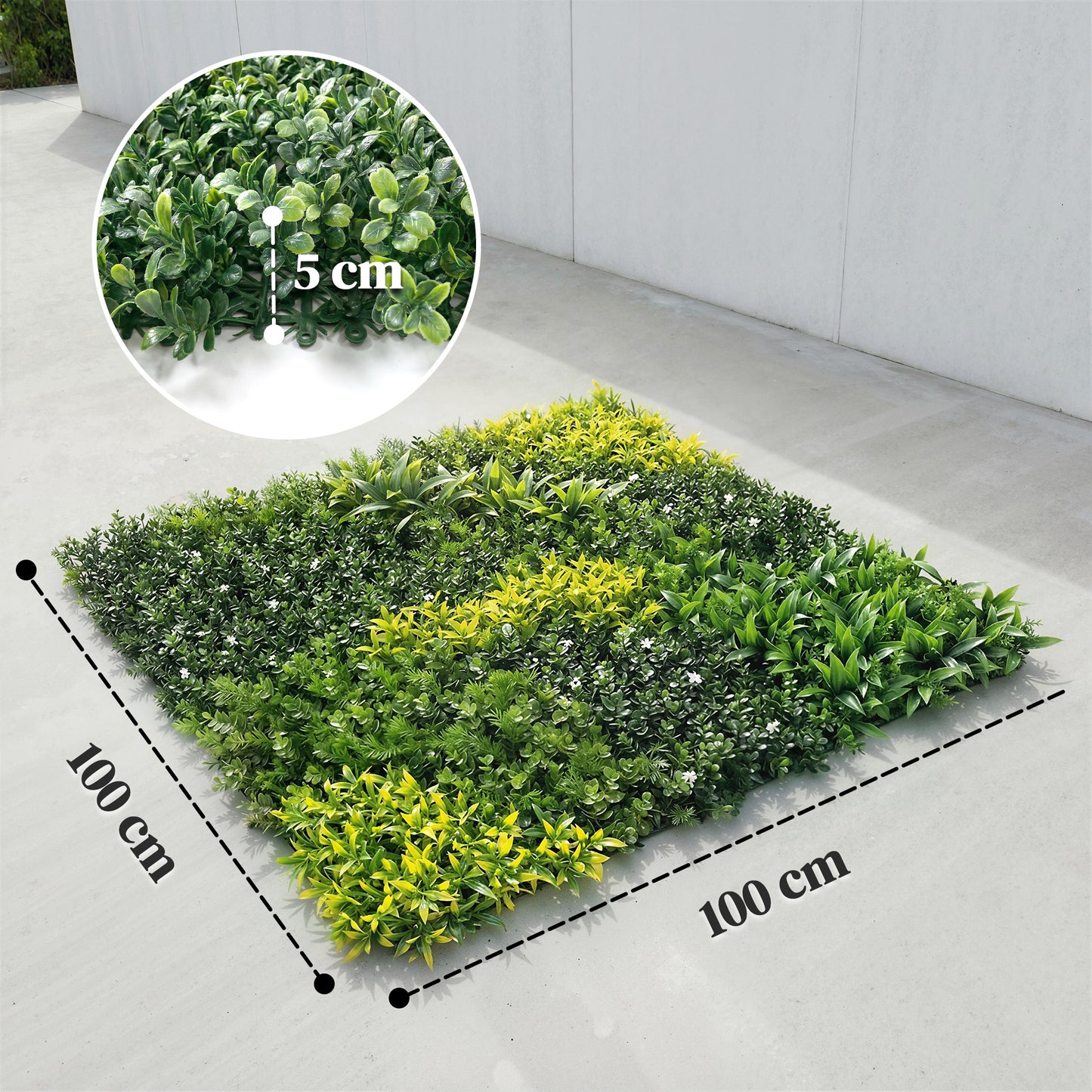 Outsunny 100x100 Cm Artificial Plant Wall Panel With Grass Backdrop Green UVA 340 Protection