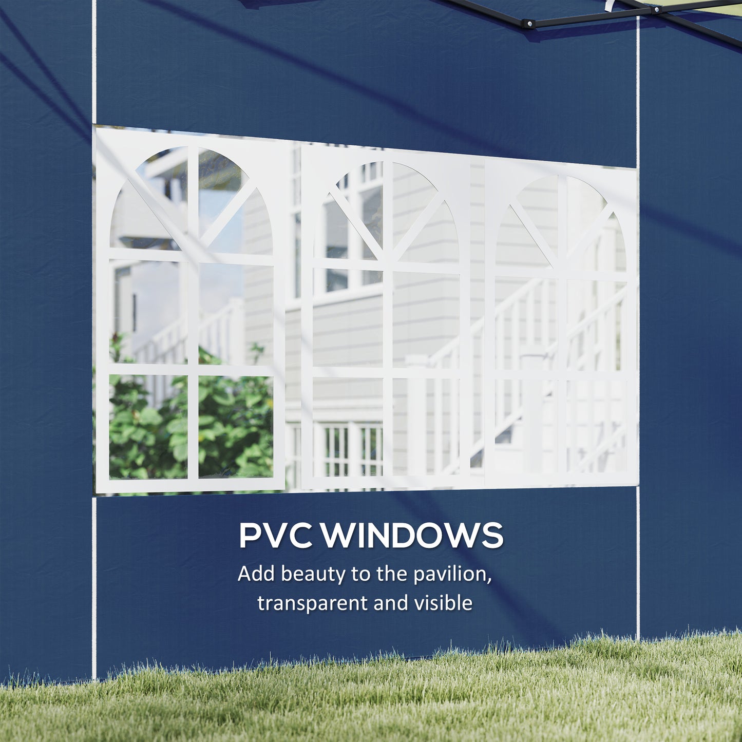 Outsunny Set of Two Replacement Walls for 3x3m and 3x6m Gazebo Canopies Blue with Window