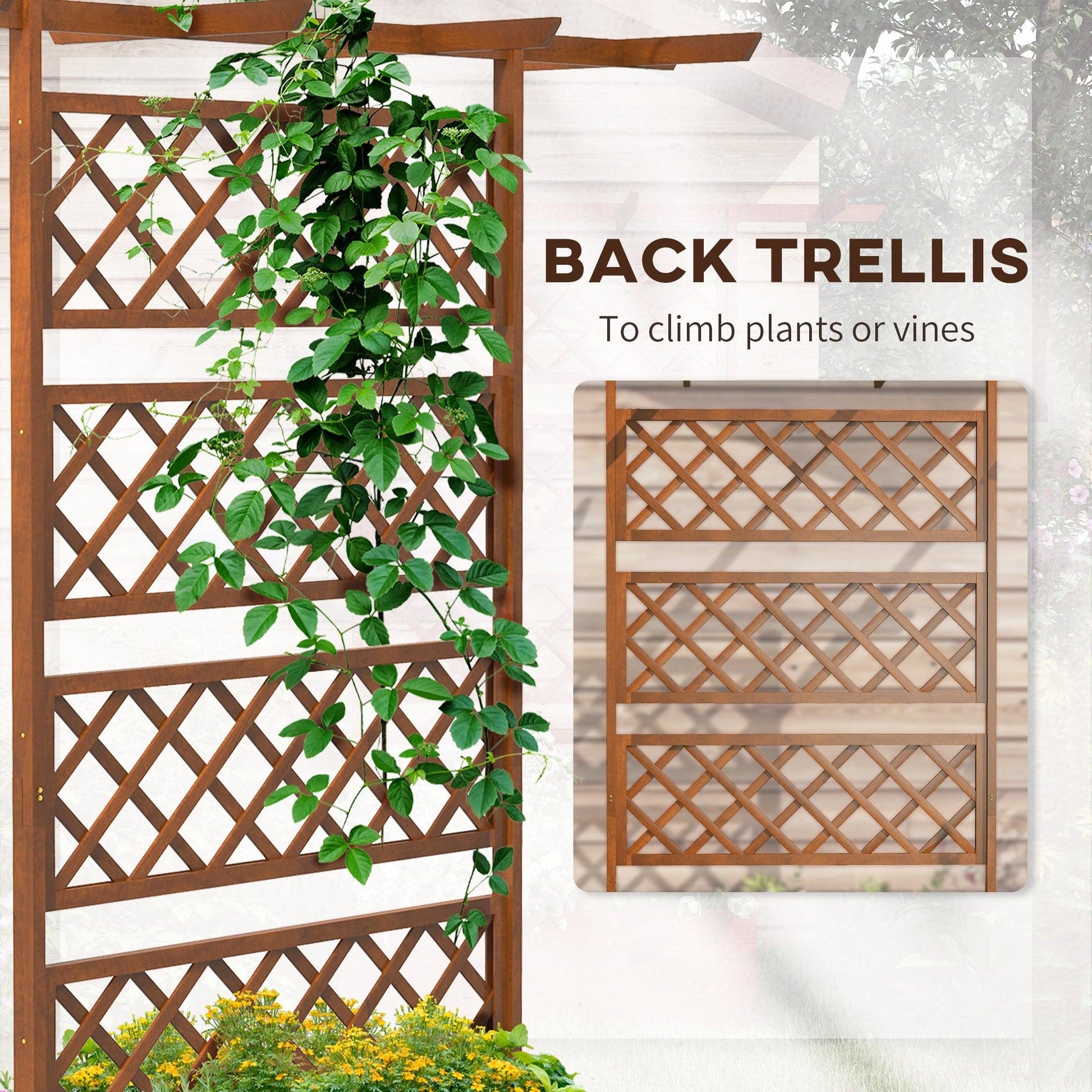 Outsunny Wooden Trellis Planter, Raised Garden Bed for Climbing Plants, Orange - ALL4U RETAILER LTD