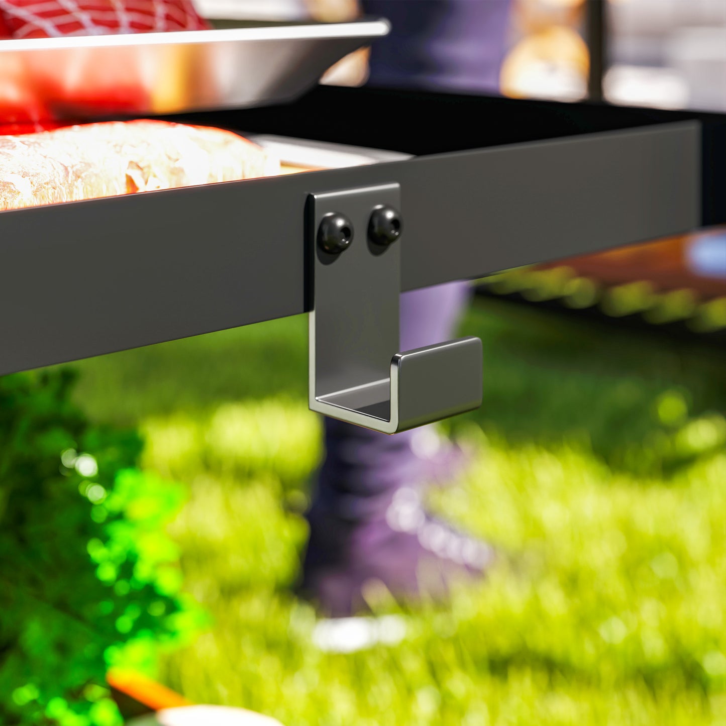 Outsunny Outdoor Grill Cart Three Shelf Movable Table With Stainless Steel Top Portable BBQ Trolley Charcoal Grey