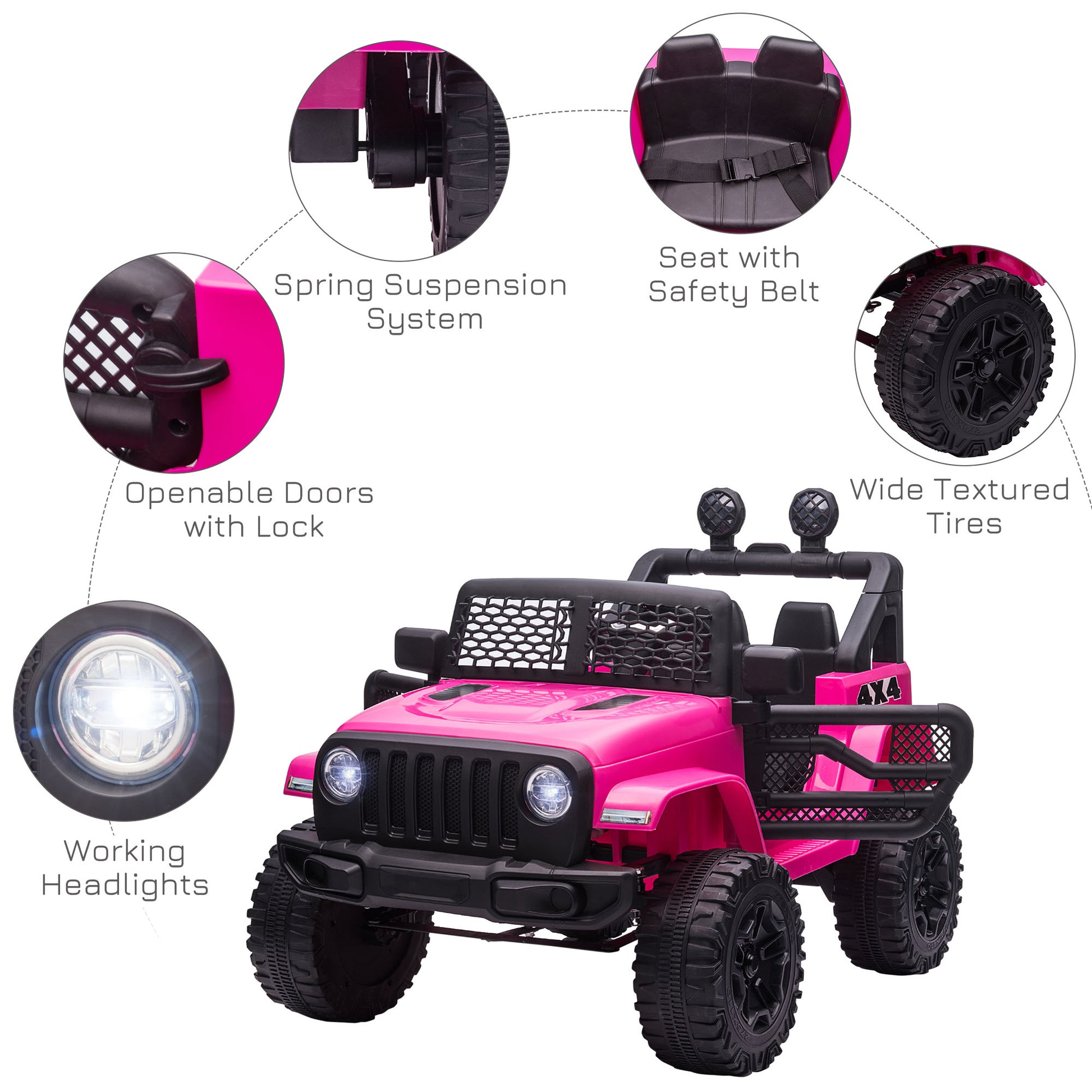 AIYAPLAY Kids 12V Battery-Powered Off-Road Electric Ride-On Car Truck with Remote Control and Safety Features - Pink - ALL4U RETAILER LTD