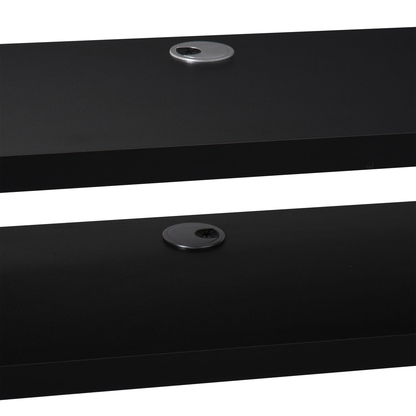 HOMCOM Floating TV Unit Wall Mounted with Open Shelf and 2 Cable Holes Black Entertainment Console for Living Room