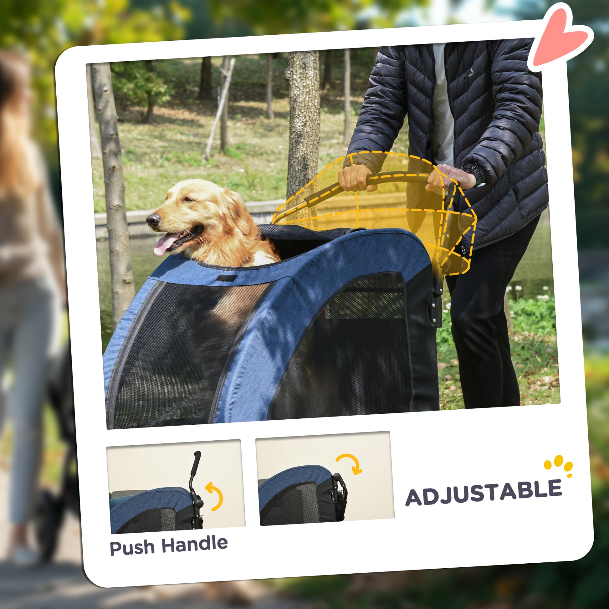 PawHut Blue Pet Stroller for Medium to Large Dogs with 4 Wheels and Mesh Windows - ALL4U RETAILER LTD