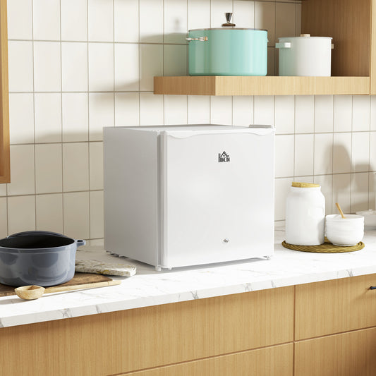 HOMCOM 46 Litre Lockable Countertop Fridge Cream White Ideal For Home Office Small Kitchen