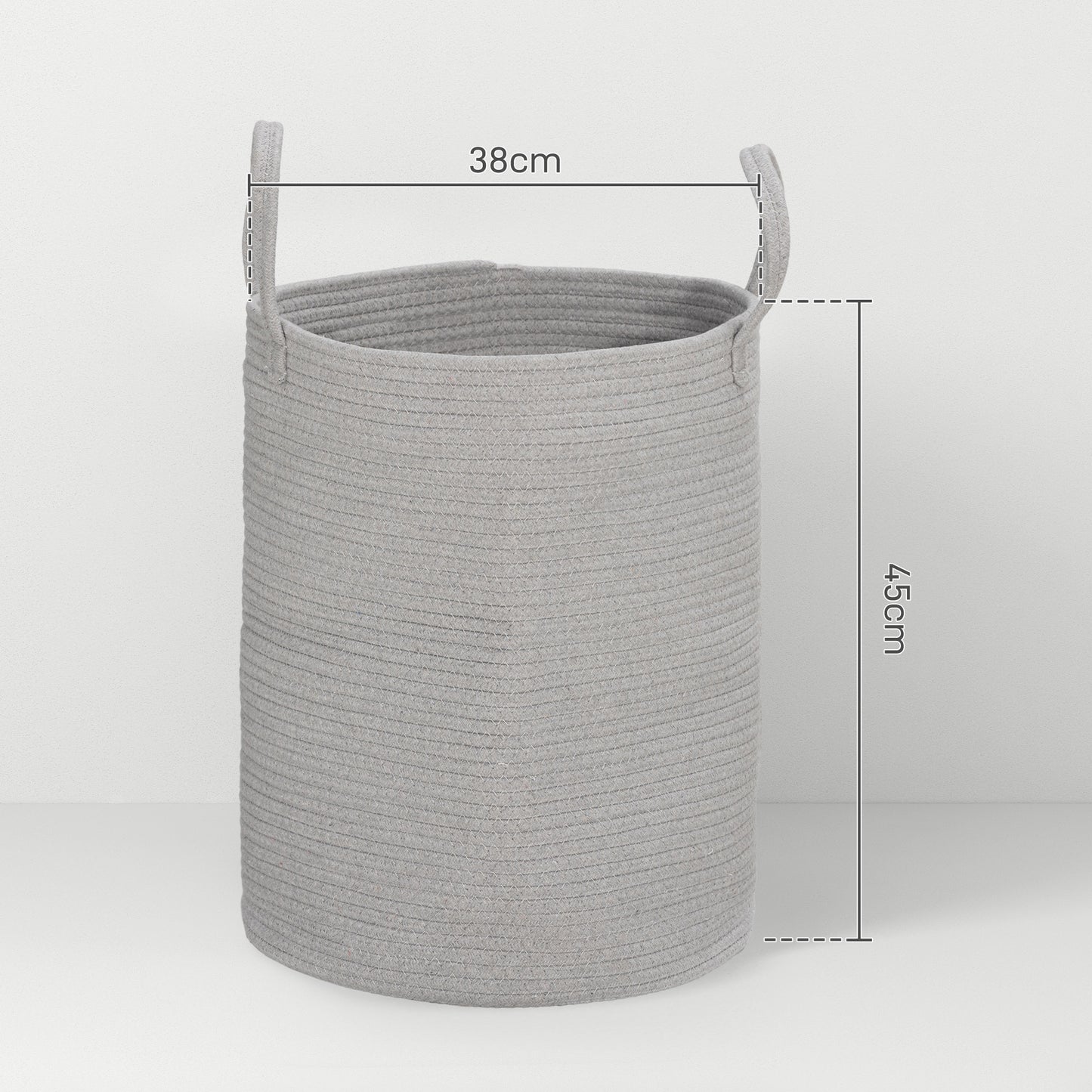 Soft Grey Cotton Rope Laundry Hamper with Handles - 36L Capacity - ALL4U RETAILER LTD