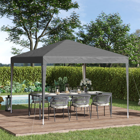Grey pop-up garden gazebo with vented canopy and steel frame, open sides