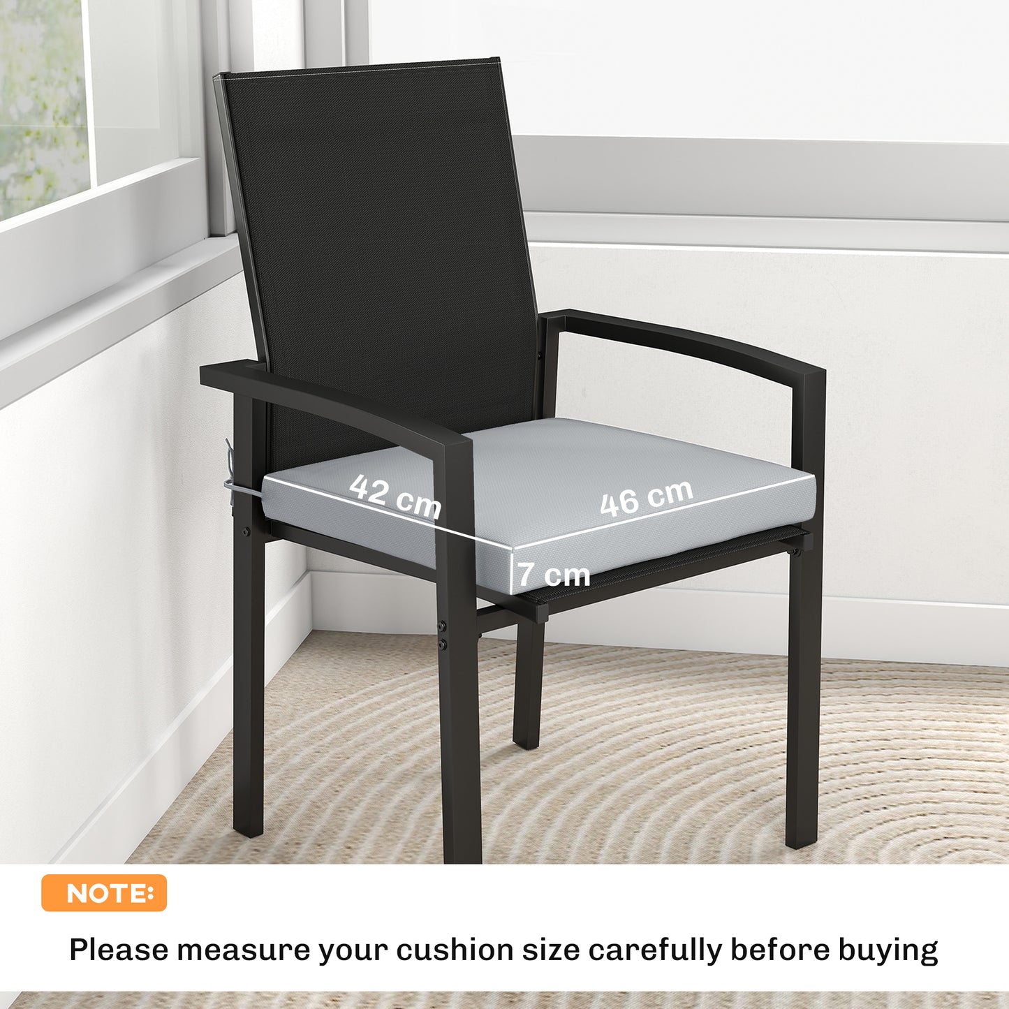 Outsunny 6 Pack Outdoor Seat Cushions With Machine Washable Covers Water Repellent Light Grey