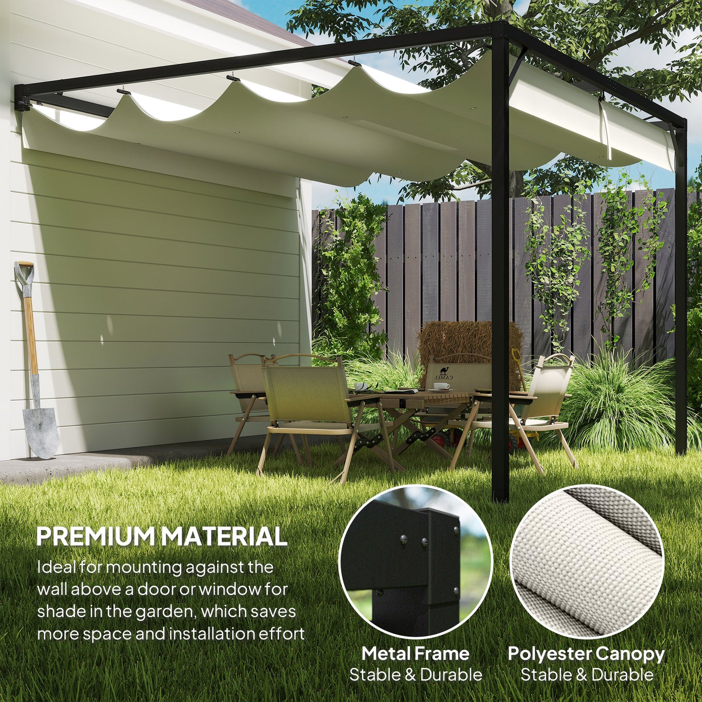 Outsunny 3x3 Meter Pergola With Sliding Canopy Cream White Outdoor Gazebo For Patio Parties And Dining