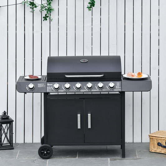 Outsunny Deluxe 7-Burner Gas BBQ Grill with Thermometer & Storage Solutions - ALL4U RETAILER LTD