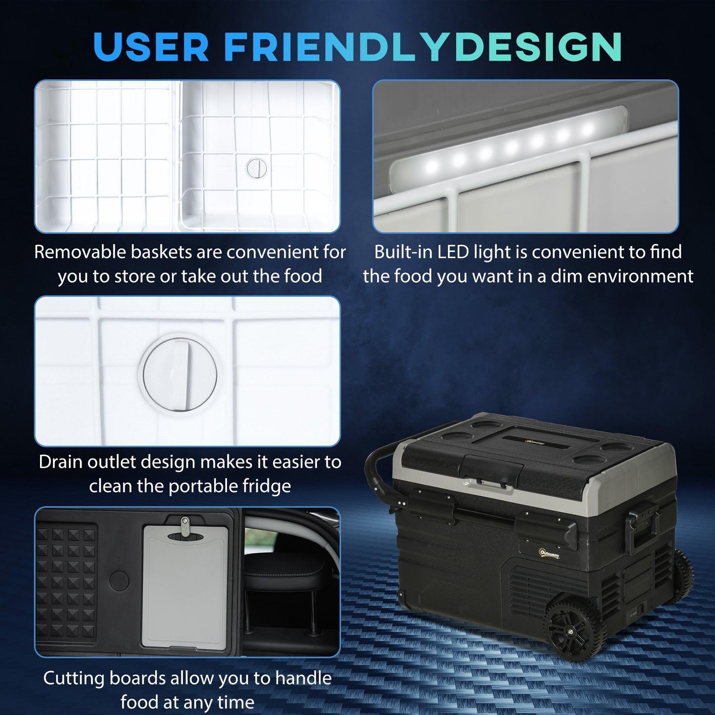 Outsunny Portable 40L Car Fridge: Compressor Cooler Box - ALL4U RETAILER LTD