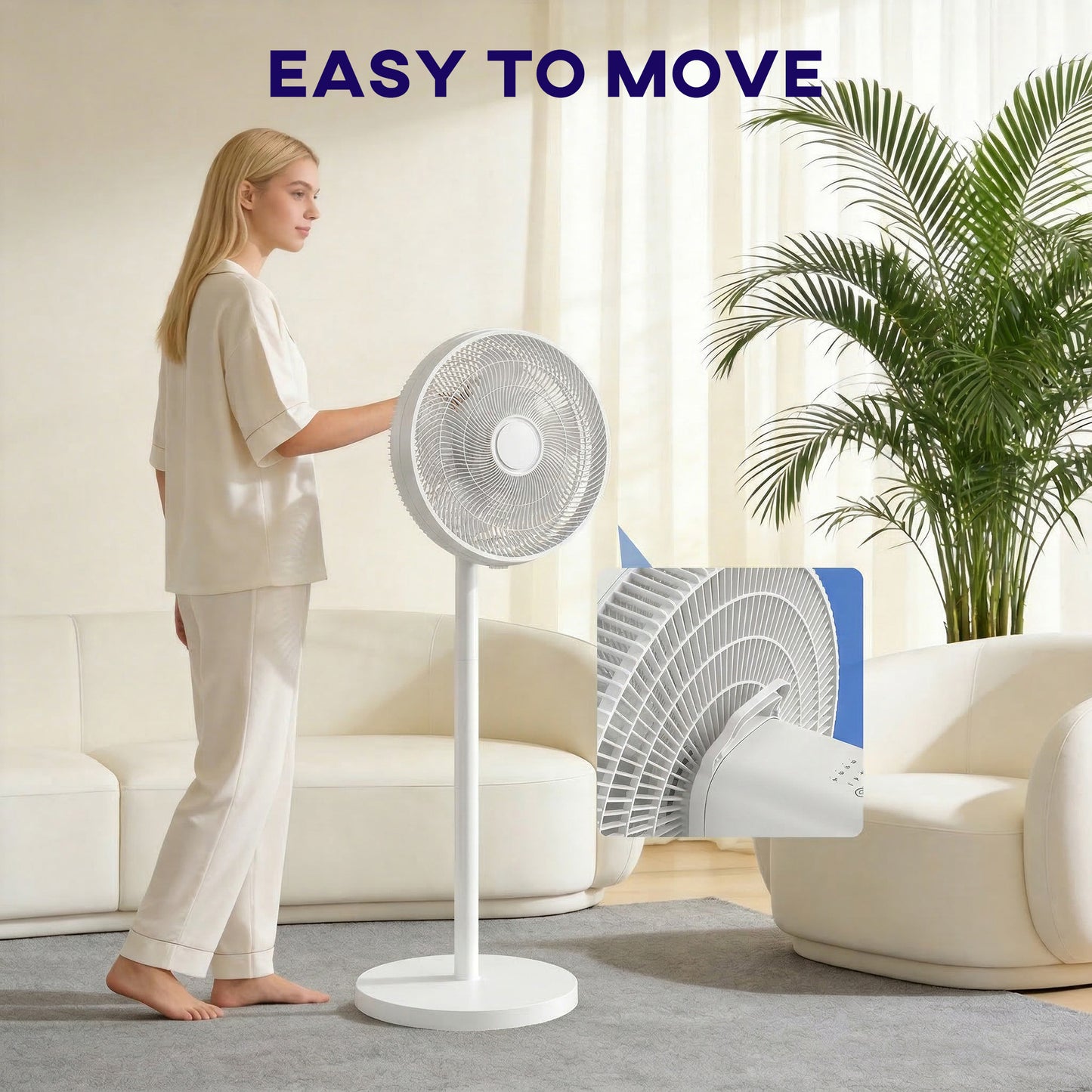 HOMCOM 40 Cm Standing Floor Fan With 80-Degree Oscillation, Adjustable Tilt And Height, 4 Speeds, Remote Control, White