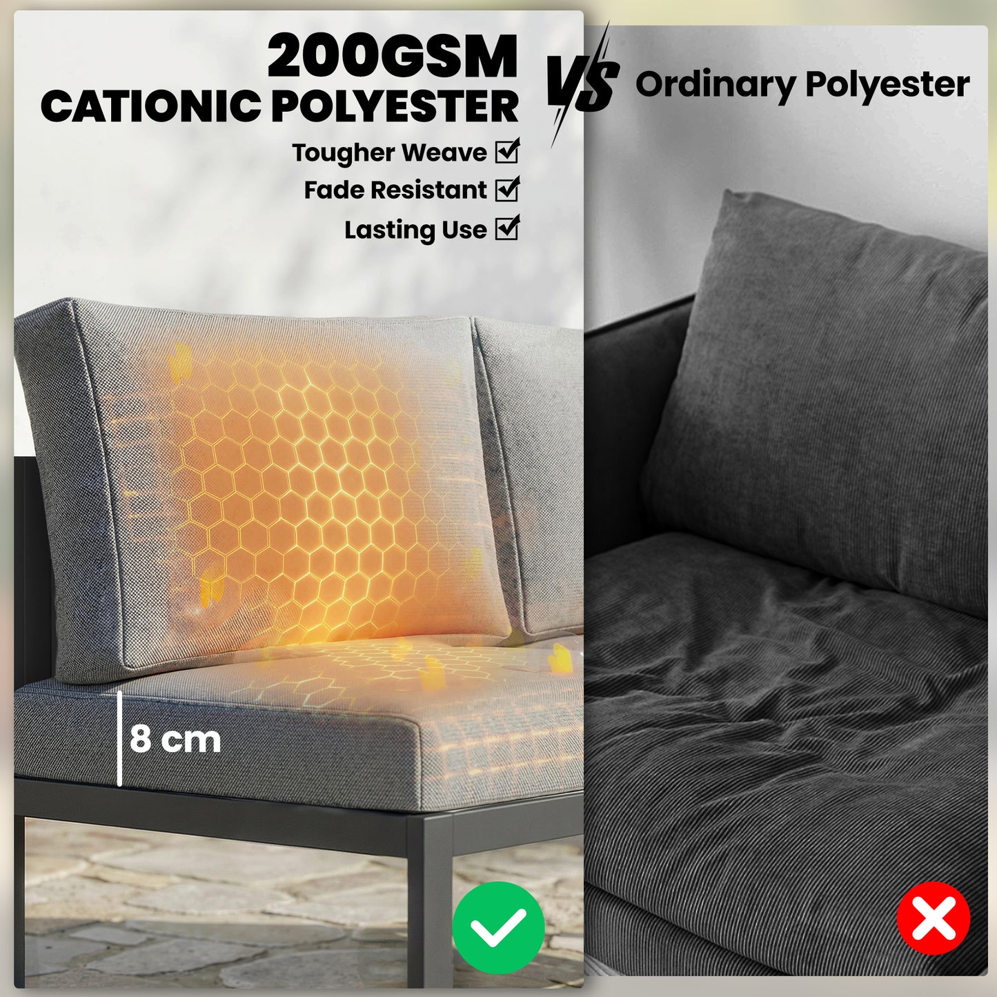 Outsunny 6 Seater Metal Garden Furniture Corner Sofa Set With 3 Loveseats Faux Wood Table Texteline Seat Cushions