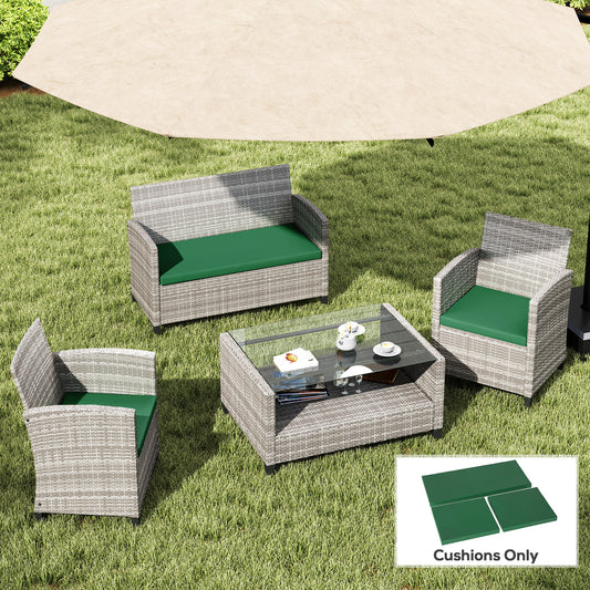 Outsunny Outdoor Seat Cushion Pads For Rattan Furniture 3 Piece Set Green Replacement Cushions
