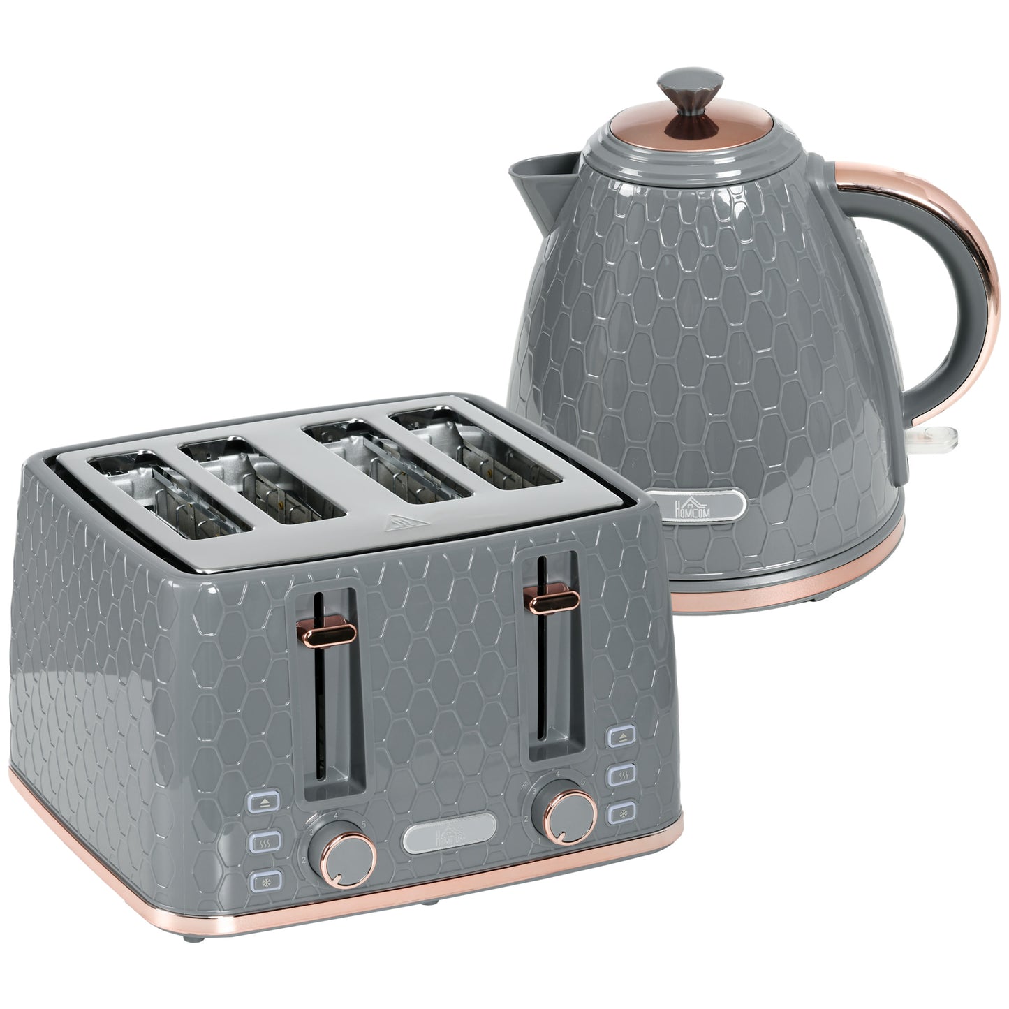 HOMCOM 3kW Rapid Boil Honeycomb Kettle Grey Electric Kettle With Boil Dry Protection